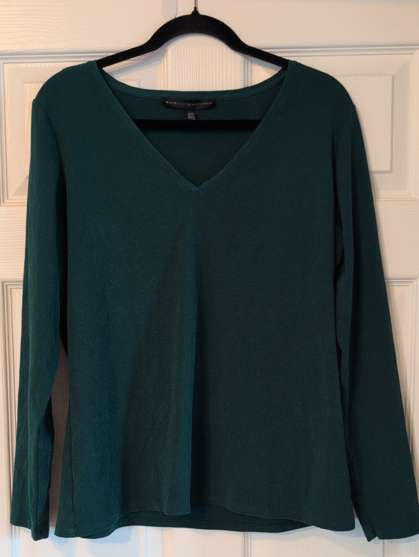 Whbm Green V-Neck Long Sleeve Top